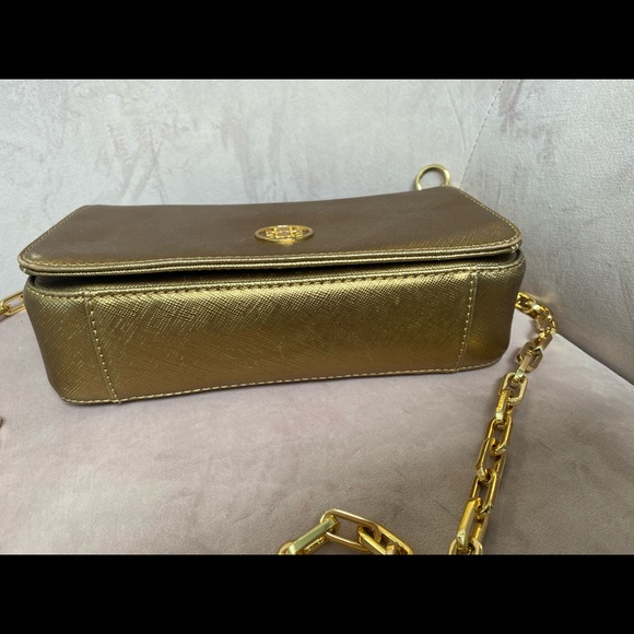 Tory Burch Saffiano Leather Gold Crossbody - Picture 3 of 14